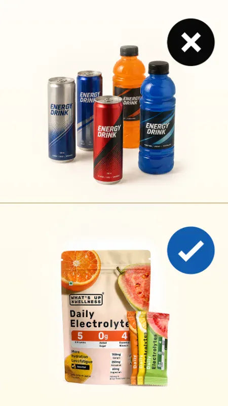 Daily Electrolytes sachet on a glass of water